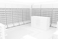3D Illustration Rendering. Clean Pharmacy views on white backgorund for presentation and mockup blueprints. Architectural - Table Royalty Free Stock Photo