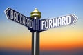 Forward, backward - signpost with two arrows Royalty Free Stock Photo