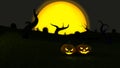 3D illustration, 3D rendering, Devil Pumpkin head in the Dark Cemetery Full moon day