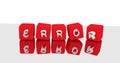 3d illustration rendering error letters word red dice cube on re