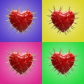 3D illustration or 3D rendering of four hearts