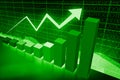 Green bar chart and arrow - growth Royalty Free Stock Photo