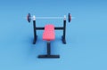 3d illustration rendering minimal Gym Bench Press on Seagull background