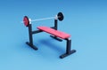 3d illustration rendering minimal Gym Bench Press on Seagull background