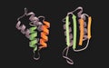 3D Illustration Rendering. Prions, Prion, Protein mutation before and after. Biotechnology concept of Mad Cow, Illness of medical Royalty Free Stock Photo