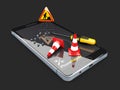 3d Illustration of Repair the smartphone. isolated black background Royalty Free Stock Photo