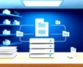 3D illustration representing cloud computing and data storage.Â Cloud computing is the delivery of computing services. Royalty Free Stock Photo