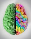 3D illustration representing two lobes of the human brain Royalty Free Stock Photo