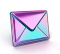 This 3D illustration represents a web icon of a holographic email envelope, showcasing a crystal rainbow outline and a Royalty Free Stock Photo