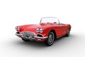 3D illustration of a retro convertible red roadster car isolated on a white background