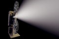 3D illustration of Retro film projector with light beam