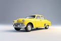 3d illustration of a retro vintage yellow car model, cute car isolated on white background,