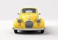 3d illustration of a retro vintage yellow car model, cute car isolated on white background,