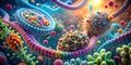 3D Illustration of RNA Obelisks in the Gut Microbiome Unveiling Genetic Interactions and Microbial Communication Royalty Free Stock Photo