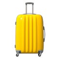 3d illustration. The road corrugated plastic suitcase is yellow. Facade. Isolated