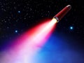 Red rocket flies in space Royalty Free Stock Photo