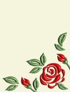 3D illustration of rose buds and leaves on a light background