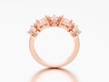 3D illustration rose gold decorative ring with different round a Royalty Free Stock Photo