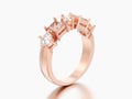 3D illustration rose gold decorative ring with different round a Royalty Free Stock Photo