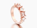 3D illustration rose gold decorative ring with different round a Royalty Free Stock Photo