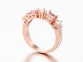 3D illustration rose gold decorative ring with different round a Royalty Free Stock Photo