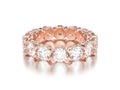 3D illustration rose gold diamond eternity ring Royalty Free Stock Photo