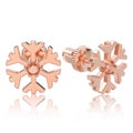 3D illustration rose gold diamond snowflake stud earrin Royalty Free Stock Photo