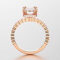3D illustration rose gold diamonds decorative ring with reflection Royalty Free Stock Photo