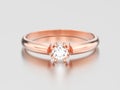 3D illustration rose gold engagement solitaire double prong bask