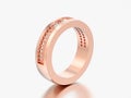 3D illustration rose gold engagement wedding anniversary band di Royalty Free Stock Photo