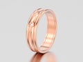 3D illustration rose gold matching couples wedding diamond ring Royalty Free Stock Photo