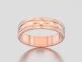 3D illustration rose gold matching couples wedding diamond ring Royalty Free Stock Photo