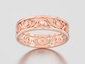 3D illustration rose gold matching couples wedding diamond ring Royalty Free Stock Photo