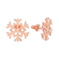 3D illustration rose gold snowflake stud earrings Royalty Free Stock Photo