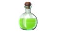 3d illustration of round glass flask with toxic green potion isolated on white