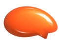 3d illustration of round orange realistic speech bubble icon chat. Mesh vector talking cloud. Glossy chat high quality