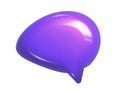 3d illustration of round purple realistic speech bubble icon chat. Mesh vector talking cloud. Glossy chat high quality