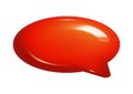 3d illustration of round red realistic speech bubble icon chat. Mesh vector talking cloud. Glossy chat high quality