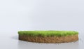 3D Illustration round soil ground cross section with earth land and green grass Royalty Free Stock Photo