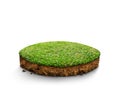 3D Illustration, round soil ground cross section with earth land and green grass Royalty Free Stock Photo
