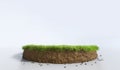 3D Illustration round soil ground cross section with earth land and green grass Royalty Free Stock Photo