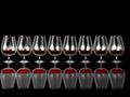 3d illustration row of whine glasses Royalty Free Stock Photo