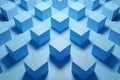 3d illustration of rows of blue cube