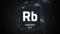Rubidium as Element 37 of the Periodic Table 3D illustration on silver background