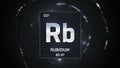 Rubidium as Element 37 of the Periodic Table 3D illustration on silver background