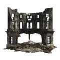 Ruined Building Isolated On White 3D Illustration Royalty Free Stock Photo