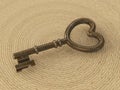 3D illustration rusty retro heart key Royalty Free Stock Photo