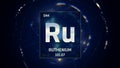 Ruthenium as Element 44 of the Periodic Table 3D illustration on blue background Royalty Free Stock Photo
