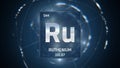 Ruthenium as Element 44 of the Periodic Table 3D illustration on blue background Royalty Free Stock Photo