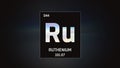 Ruthenium as Element 44 of the Periodic Table 3D illustration on grey background Royalty Free Stock Photo